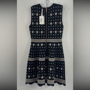 Ted Baker Black Star Jacquard Midi A-Line Women's Dress M, Viscose, NWT size 4